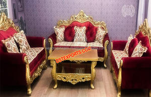 Muebles de estilo antiguo elegante para sala de estar, conjunto de sofá de madera maciza de teca pulida en color negro para sala de estar, 5 plazas - Product Image 4