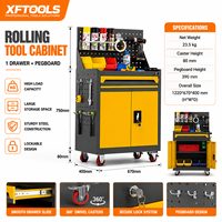 Armoire à outils roulante robuste avec panneau perforé, chariot de rangement mobile pour atelier, chariot à outils en acier avec roues verrouillables