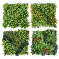 Panneau mural de fleurs artificielles de 50 cm avec pot pour cheminée, décoration rustique intérieure/extérieure, feuilles au toucher réel pour la maison et le jardin