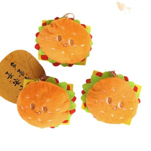 Porte-clés en peluche en forme de burger 3D, breloque de sac en peluche douce, accessoire de dessin animé sur le thème alimentaire - Product Image 4
