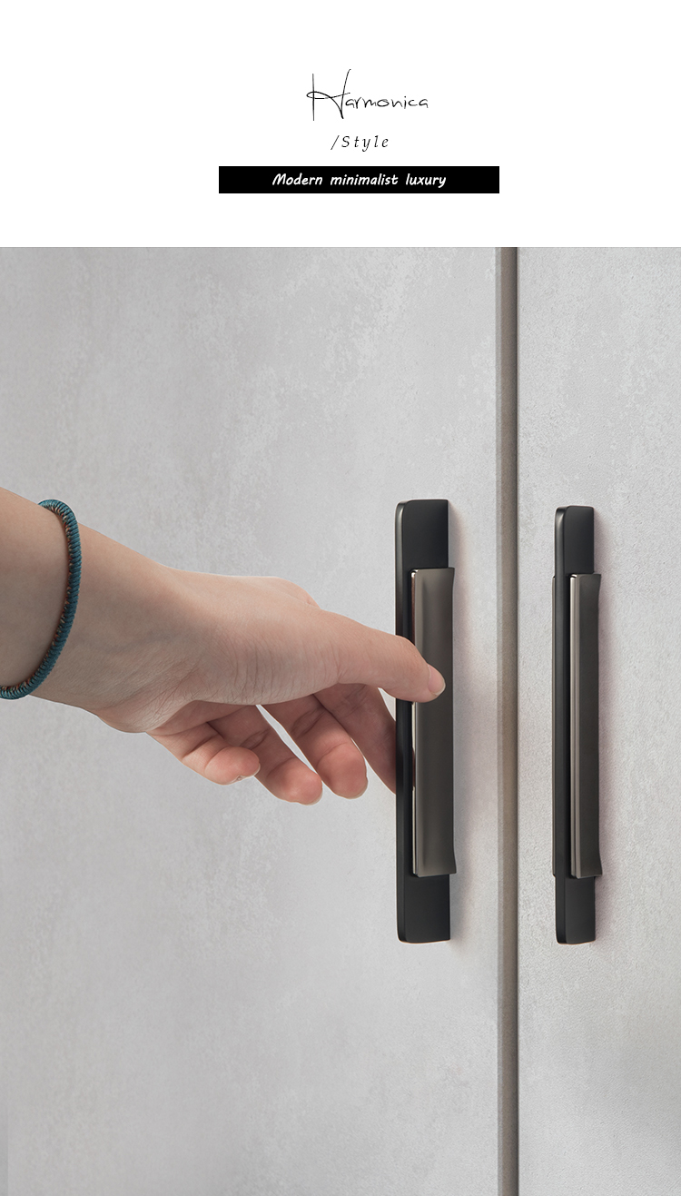 EADER Modern minimalist cabinet door matte black gray stitching handle Nordic wardrobe drawer handle