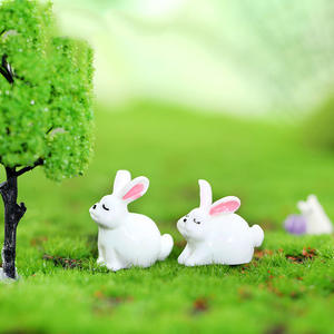 Tierfiguren Nettes weißes Kaninchen Modell Feen garten Miniatur DIY Terrarium/Puppenhaus Dekor, Micro Moss Landschafts zubehör - Product Image 4