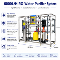 Système de filtration d'eau RO industriel OEM d'usine 6000L/H avec pompe et moteur pour eau de puits foré 380V