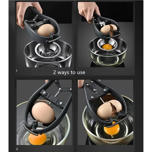 Separador de huevos de acero inoxidable, abridor de huevos manual con separador de yema y clara, cortador de cáscaras de huevo, herramienta para romper huevos - Product Image 6