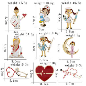 Jachon creativo dibujos animados estetoscopio tridimensional Doctor enfermera en forma de corazón <span class=keywords><strong>ECG</strong></span> goteo broche - Product Image 6