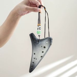 โอคาริน่าใหม่ 12 รู คีย์อัลโต ซี สีเขียวลายแตก แบบสองสี เซรามิก สำหรับการสอน โปรโมชั่น และการแสดง - Product Image 5