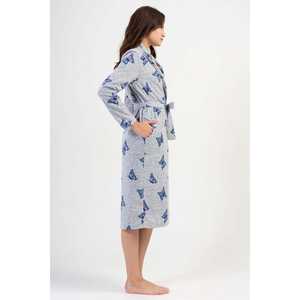 <b>Butterfly</b> Print Women's Knitted Dressing Gown Long <b>Sleeve</b> Soft Gray Sleepwear Casual Robe - Product Image 2