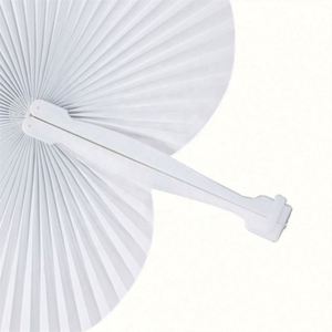 Abanicos de Papel Plegables en Forma de Corazón Blancos con Asas de Plástico, Colores Personalizados, para Pintar DIY - Product Image 3