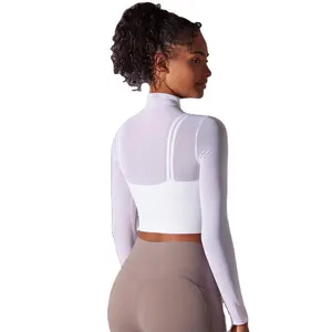 White shirt long sleeve Gym Exercise Clothes Custom Loose Athletic Tank Top With Your Own Logo women's clothing see through