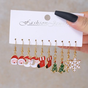 Fashion Jewelry Christmas Drop <b>Earrings</b> Set Santa Claus Snowflake Reindeer Tree Holiday <b>Earrings</b> Women Gift <b>Box</b> Included - Product Image 2