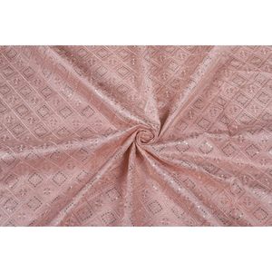 Triloki Baby Pink Poly Raw Silk Organza Fabric 44 Inches Sheer <b>Embroidery</b> Wedding Dress <b>Material</b> by The Yard - Product Image 1