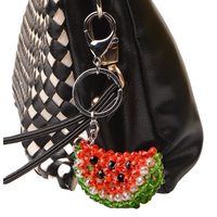 Porte-clés mousqueton tissé à la main 2026 avec perles, pendentifs mignons en forme de fruits (pastèque, orange), breloques pour sacs, accessoires DIY pour sacs à main
