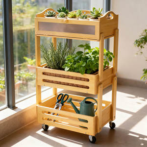 3 Tiers Bamboe Keuken <span class=keywords><strong>Trolley</strong></span> Winkelwagen Mobiele Opslag Rack Met Keuken Opslag <span class=keywords><strong>Trolley</strong></span> Wielen - Product Image 5