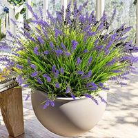 Bunga Artificial Lavender Ungu Runcing Rumput Hijau Tanaman 35.5cm Kawat Dapat Disesuaikan Vas Indoor Outdoor Dapat Digunakan Kembali MOQ Rendah