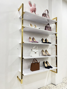 Pronto per la spedizione salvaspazio in acciaio inox a parete borsa espositore a parete montaggio a parete scarpiera scarpe Stand per negozio - Product Image 6