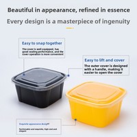 Boîte d'emballage jetable en plastique épaissi de style américain, petite boîte carrée pour desserts, idéale pour la gelée de plantes et le riz