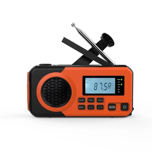 Radio AM/FM Portátil Naranja Personalizada con Manivela, Carga Solar, Pantalla LCD, Linterna Integrada, Banco de Energía y Alarma para Camping - Product Image 1