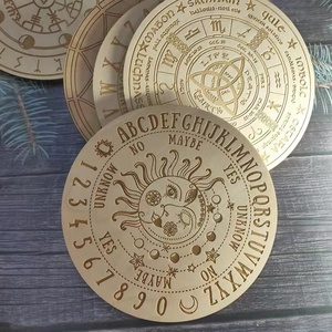 6IN fait à la main bois pendule planche bois brûlé grille spirituelle guérison pyrogravure Lotus Mandala autel mur accrocher en bois Divination - Product Image 2