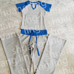 Abbigliamento Casual per Donne Alte, Set 2 Pezzi Personalizzato in Morbido Cotone con Maglietta a Maniche Corte e <span class=keywords><strong>Pantaloni</strong></span> a Zampa - Product Image 4