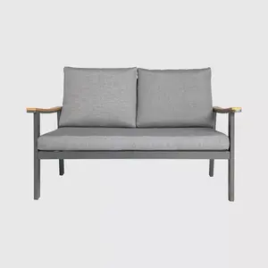 4 Stück Aluminium Teakholz Garten Sofa Set Wasserdichte Gartenmöbel