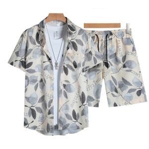 Ensemble chemise et pantalon décontracté pour homme, style hawaïen, en tissu tricoté respirant imprimé, idéal pour les vacances à la plage - Vente en gros - Product Image 2