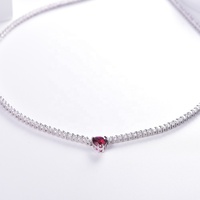 Collier ras du cou Hip Hop en argent sterling 925 blanc avec pendentif chaîne tennis et pierres rondes en moissanite personnalisées de 3 mm et 4 mm
