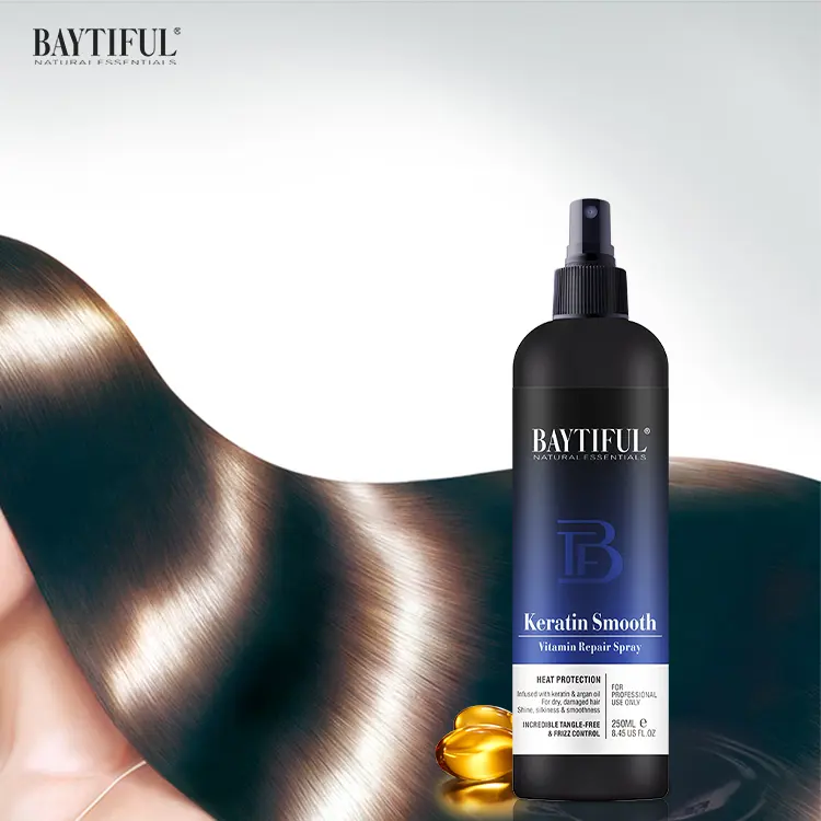 Prodotti per capelli private label nutriente idratante e colore dei capelli sicuro protezione termica spray per capelli personalizzato con cheratina purc