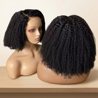 Perruques Bob Courtes en Cheveux Humains Brésiliens Bouclés Afro Kinky, Sans Colle, avec Fermeture en Dentelle HD Complète 4x4 5x5 7x7, Vente en Gros