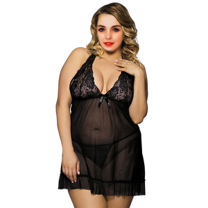 Lingerie Sexy sous-vêtements 2023 Eur et Amer mode Transparent ajouter taille Sexy bourgeon soie femme ensemble gros 6XL grande taille Lingerie robe - Product Image 4