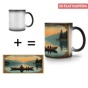 Frosted Black <b>Ceramic</b> <b>Mug</b> 11oz Heat Changing Magic Cup Happy Hour Design - Product Image 4