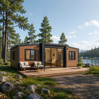 Maison conteneur pliable à double aile de 10 pieds, type cabane de camping avec cuisine et salle de bain, mini-maison, prête pour le glamping et l'hôpital, expédition immédiate