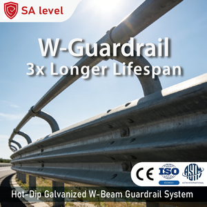 Viga Corrugada de Acero Galvanizado Tipo W de 2-3 Ondas, Barrera Anticolisión para Carreteras, Barandilla de Tráfico, Poste Tipo C, Grado Ingeniería, Reflectante IP67 - Product Image 1