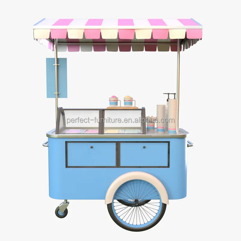 Outdoor Gelato Kleine Kar Kleine Commerciële Ijs Stand Ontwerp Roestvrij Staal Voedsel Winkelwagen