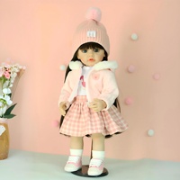 Weiche Silikon-Reborn-Puppe 55cm mit Rosa Garnmütze Lebensechter Schlafbegleiter für Kinder von 7-14 Jahren Unisex