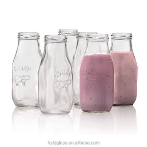 Eco Friendly Recyclable Dairy Bottle 330ml 300ml Glass Milk Bottlefor Juice Milk Coffee