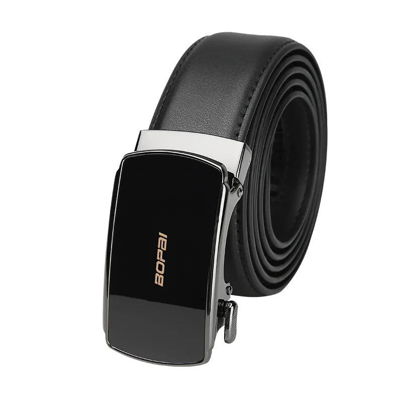 BOPAI OEM classic custom embossed designer business men gift automatic buckle waist luxury soft genuine cowhide leather belt