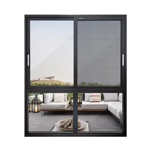 现代蓝屋铝推拉窗独特的折叠屏幕设计玻璃纤维网摇摆开放式悬挂