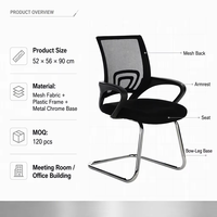 Accoudoir de réception, chaise de bureau en maille, chaise de bureau de réunion de visiteur avec pied chromé, bon marché, vente en gros