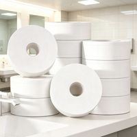 Papier toilette en rouleau jumbo pour lieux publics, sans poussière, jetable, OEM ODM, rouleaux jumbo gaufrés