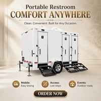 Remorque de toilettes portables avec ventilation automatique et contrôle des odeurs, offrant un air propre pour les chantiers de construction et les rassemblements publics