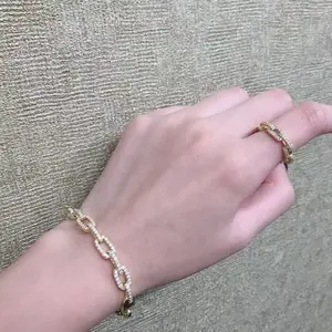 Joias 18k banhadas a ouro pulseira anel, conjunto de joias