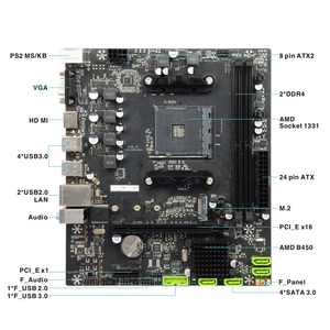 Carte mère B450 AM4 pour jeux, 2*DDR4 64G, carte mère pour PC de bureau, séries A12, A10, A8, Ryzen, Zen 3000-5000, carte mère de jeu B450 AM4 - Product Image 5