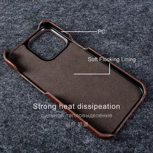 For IPhone 14 Pro Case Leather Anti-fall Waterproof Luxury Lambskin Real Leather Case