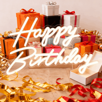 Enseigne néon LED Joyeux Anniversaire, décoration lumineuse pour fêtes d'anniversaire, ambiance maison et événements