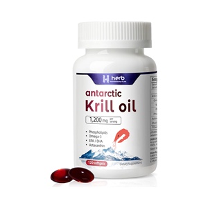 Huile de Krill de l'Antarctique 1000mg par Portion 120 Gélules Molles Oméga-3 Phospholipides Astaxanthine Vitamines Antioxydantes Complément Alimentaire - Product Image 1