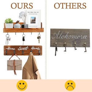 Clé en bois brun rustique et <span class=keywords><strong>organisateur</strong></span> de <span class=keywords><strong>courrier</strong></span> fixé au mur dans le couloir pour le stockage - Product Image 4