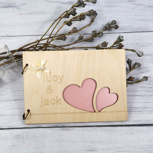 Direkt ab Werk Hochzeits-Gästebuch Erinnerungsbuch mit Holz-Besucherregister Holzhandwerk für Hochzeiten & Wandschilder - Product Image 2