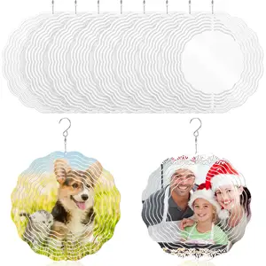 Sublimation Wind Spinner blank 3D Aluminum Hanging Wind Spinners DIY Crafts Ornaments Garden Yard Window Porch Door Decoration