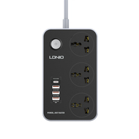 LDNIO SC3412 Meilleure Vente OEM ODM Prise Murale 3 Voies 10A 250V avec Port USB Câble d'Alimentation Rallonge Multiprise