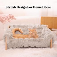 Canapé pour chat en bois massif, luxueux et moelleux, avec support en forme de H, pour toutes les saisons, idéal pour le salon et la chambre à coucher